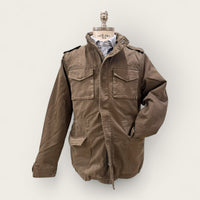 Washed and lined cotton field jacket - military brown
