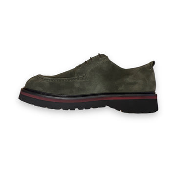 Worker low tank sole in suede army green shoes