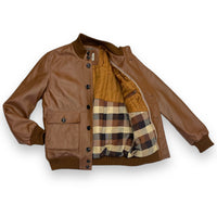 Tobacco bomber leather jacket