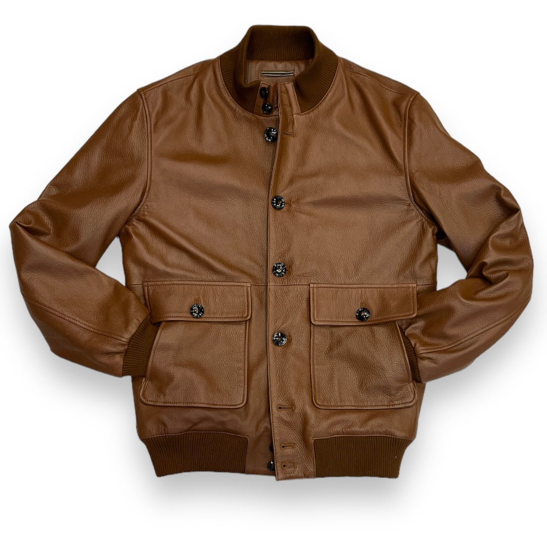 Tobacco bomber leather jacket