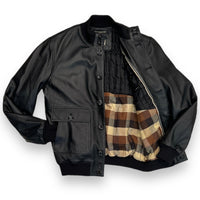 Black bomber leather jacket