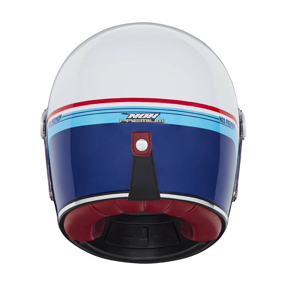 Heritage racing full face helmet - Pearl white, red and blue