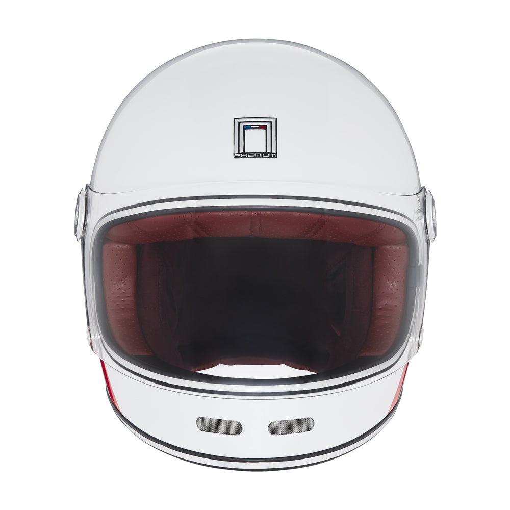 Heritage racing full face helmet - Pearl white, red and blue