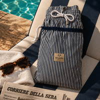 Lake Como Seersucker Swim Short navy/white