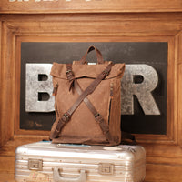 Commuting Waxed cotton and leather backpack
