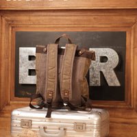 Commuting Waxed cotton and leather backpack