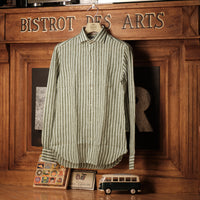 Sage Green stripes Linen Shirt