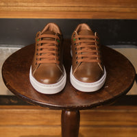 sneakers - Brown grained genuine leather