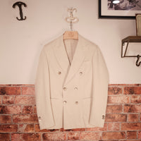 Natural Sand Cotton Double-Breasted Blazer