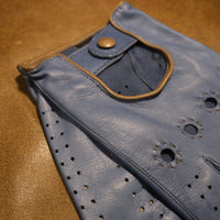 Handmade Gentleman Driver 1/2 gloves - Azure Blue