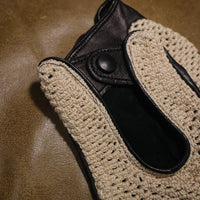 Handmade Gentleman Driver 1/2 gloves - Crochet Stealth Black