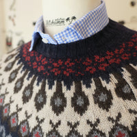 Navy Fair Isle Jacquard crewneck knit