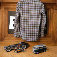 Light Blue Brown Tartan twill Shirt