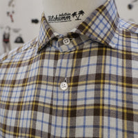 Light Blue Brown Tartan twill Shirt