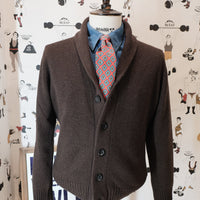 Brown Wool Shawl Collar Cardigan