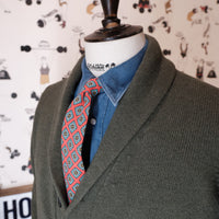 Military Green Wool Shawl Collar Cardigan