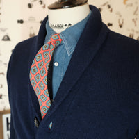 Navy Wool Shawl Collar Cardigan