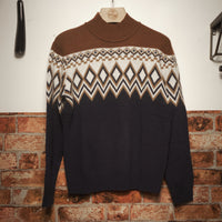 Blue and Brown Vintage Chalet Turtleneck