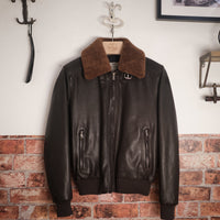 Aviator dark brown Leather Jacket