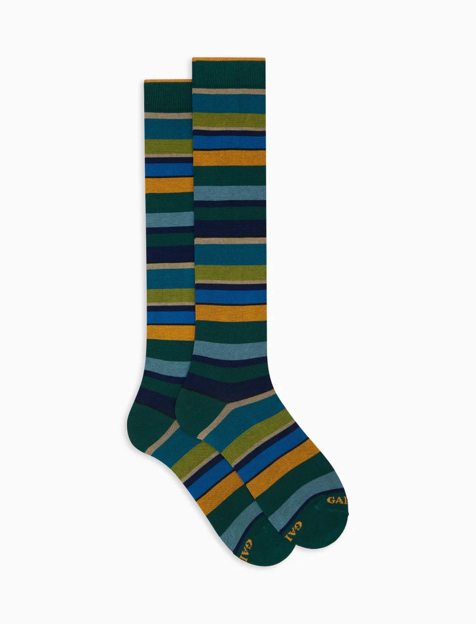 Multicolored Gallo stripes long socks - navy