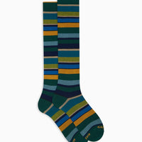 Multicolored Gallo stripes long socks - navy