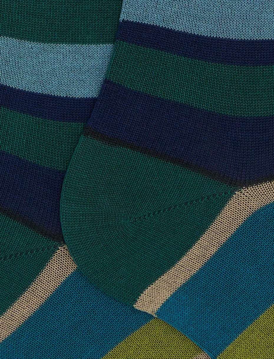 Multicolored Gallo stripes long socks - navy