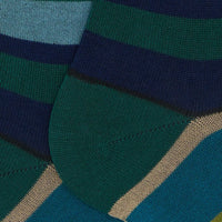 Multicolored Gallo stripes long socks - navy
