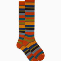 Multicolored Gallo stripes long socks - navy