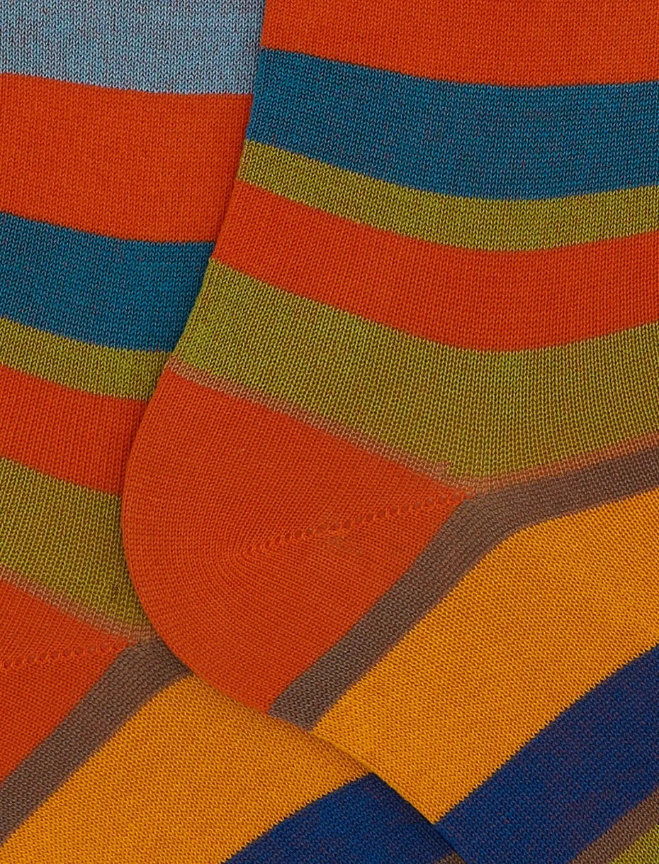 Multicolored Gallo stripes long socks - navy