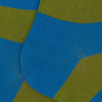 Acid green/sky blue two-tone stripes long socks