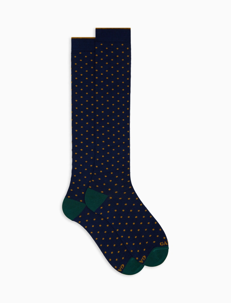 Yellow dots on blue long socks