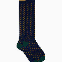 Yellow dots on blue long socks