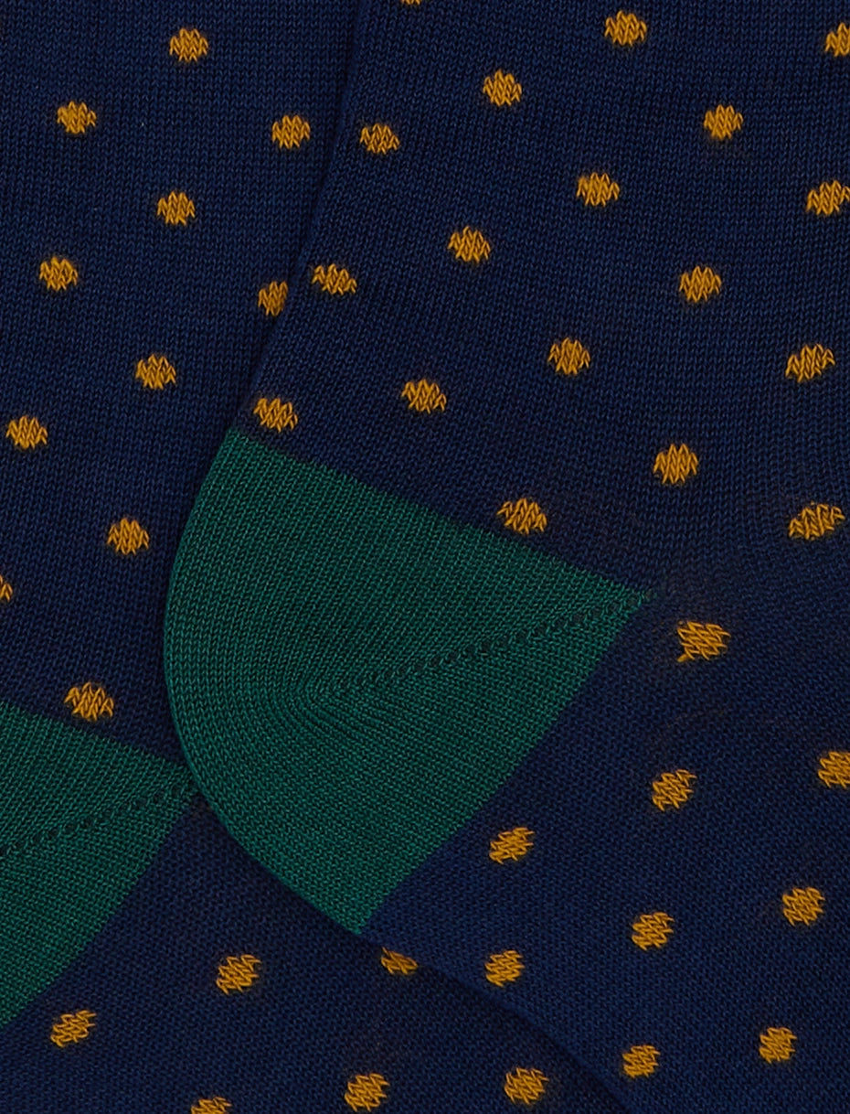 Yellow dots on blue long socks
