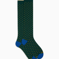 Mustard dots on blue long socks