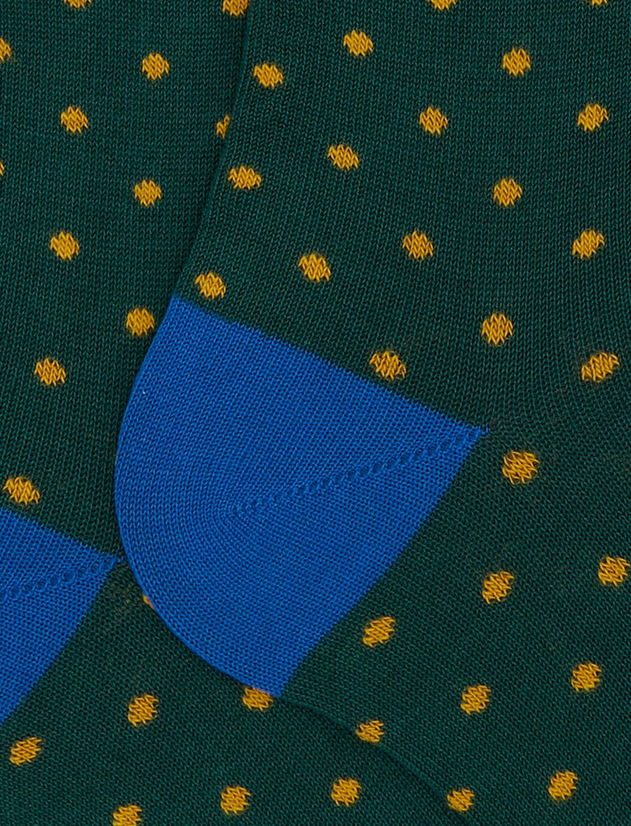 Yellow dots on blue long socks