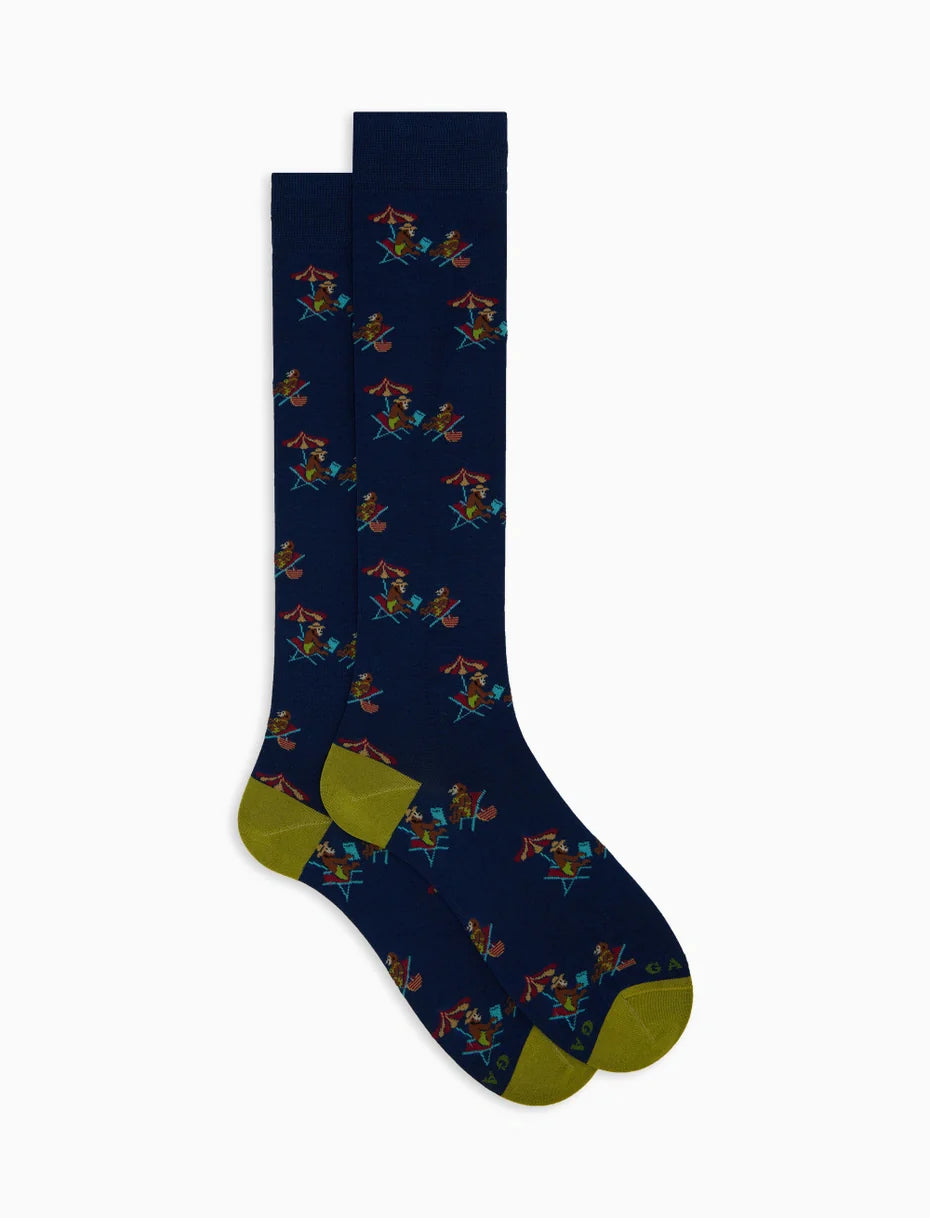 Monkeys at the beach ultralight long socks - yellow