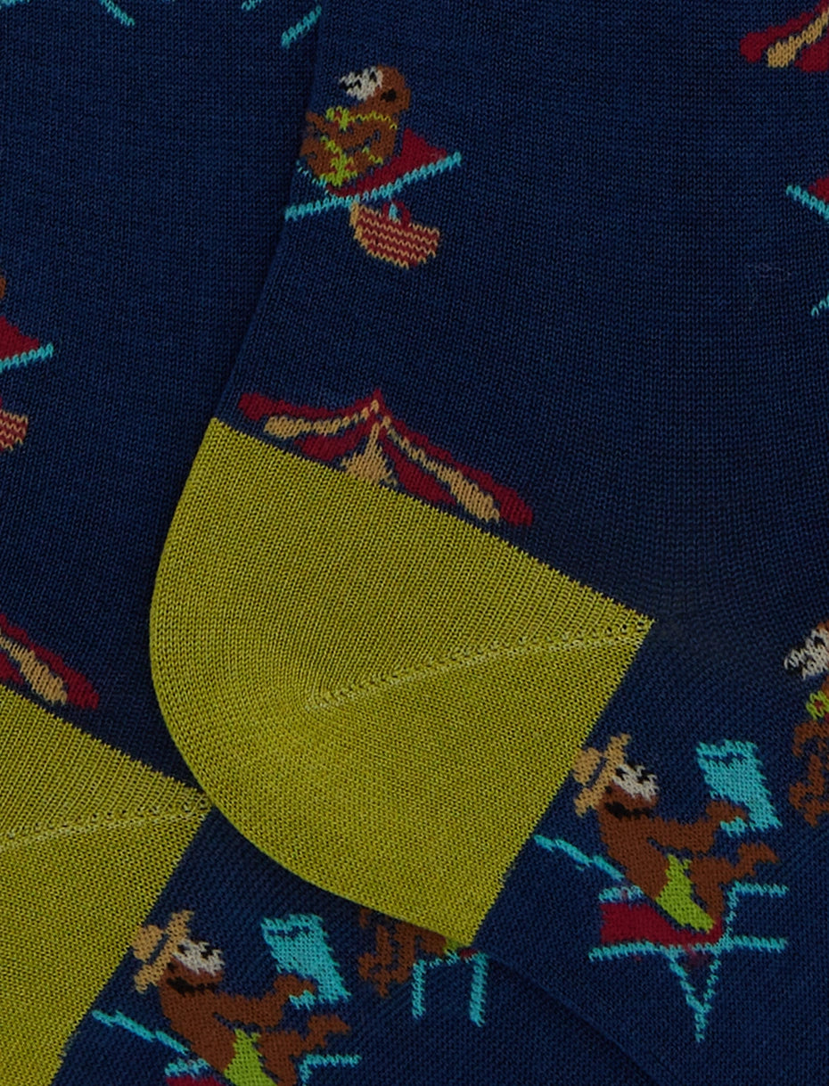 Monkeys at the beach ultralight long socks - navy