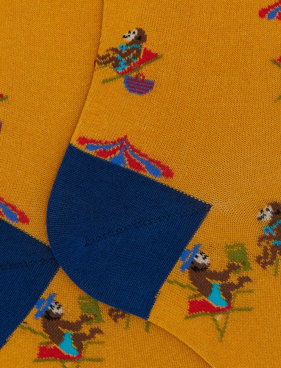 Monkeys at the beach ultralight long socks - navy