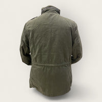 Washed and lined cotton field jacket - dark camo green