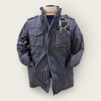 Washed and lined cotton field jacket - Navy