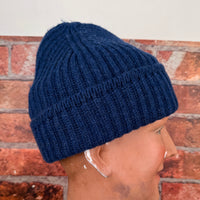 Denim blue cashmere beanie