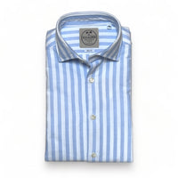 Striped light blue and white mid-weight flannel Shirt