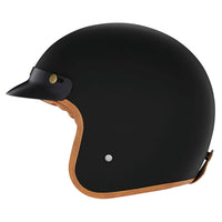 The Classic open face Helmet - Matte Black with light brown lining