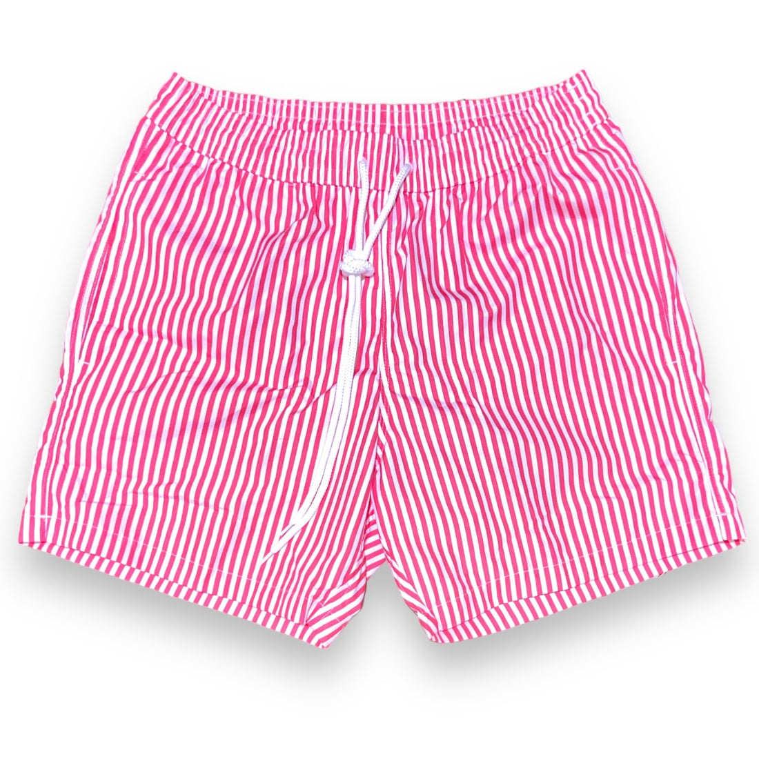 White and fucsia shirt stripes Swim short
