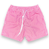 White and fucsia shirt stripes Swim short