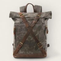 Commuting Waxed cotton and leather backpack