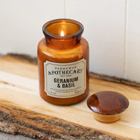 Apothecary 8 oz Candle - Geranium + Basil