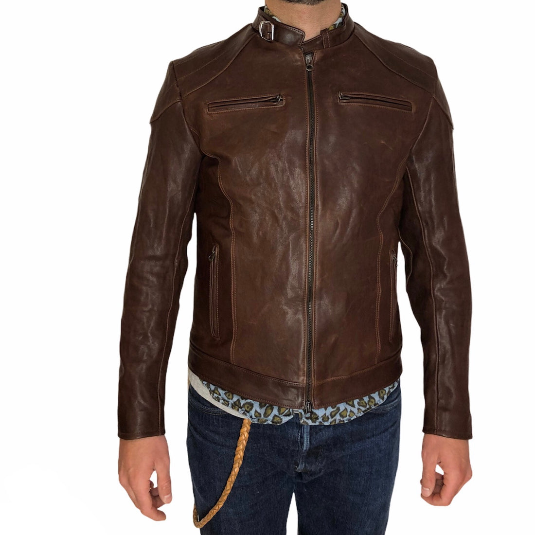 Cafè Racer Dark Brown Leather Jacket