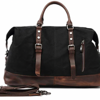 Waxed cotton and leather weekend bag