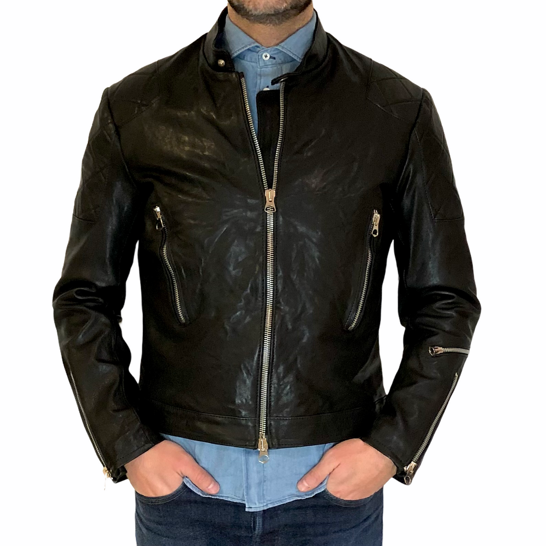 1/4 Mile Racer Black Leather Jacket